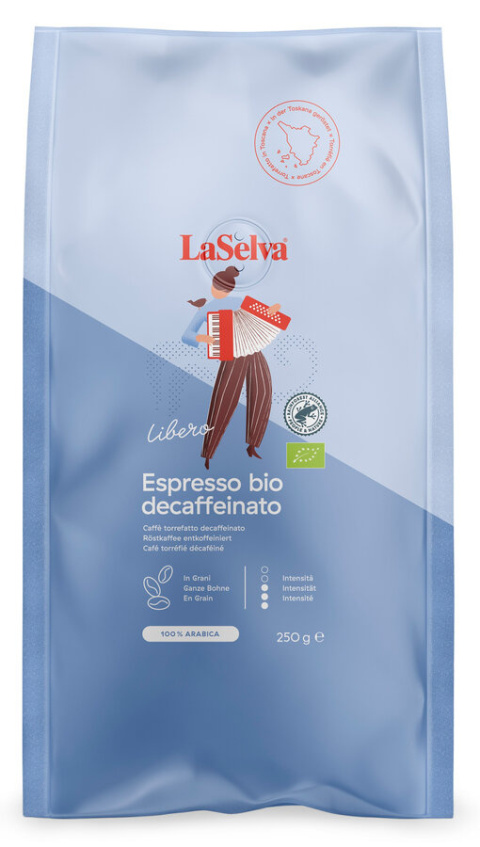 Kawa Libero Espresso ziarna 250g bezkofeinowa BIO Kawa Libero Espresso ziarna 250g bezkofeinowa BIO