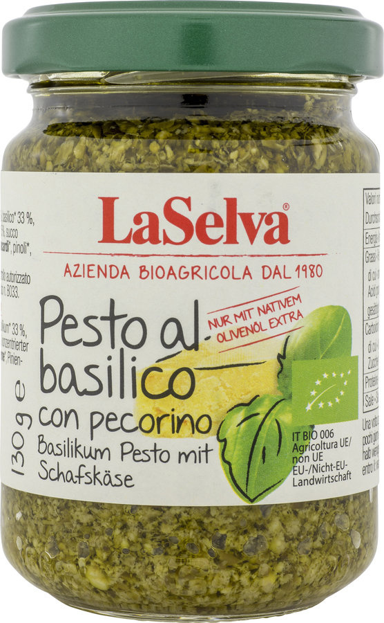 Pesto bazyliowe z serem pecorino w 100% oliwie z oliwek 130g BIO