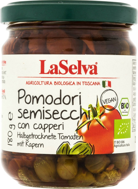 Podsuszone pomidory z kaparami w oliwie z oliwek 180g BIO Podsuszone pomidory z kaparami w oliwie z oliwek 180g BIO